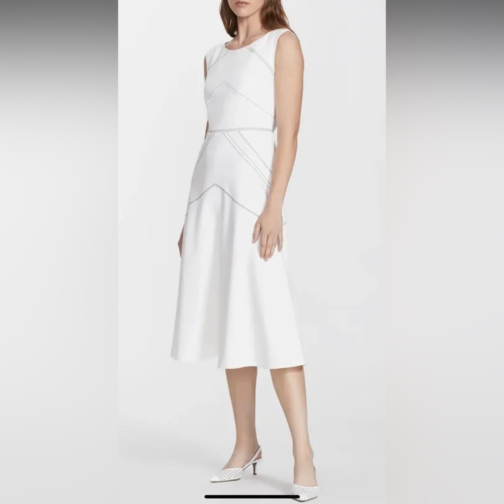 NWT Lafayette 148 Natasha Punto Milano Dress White 10